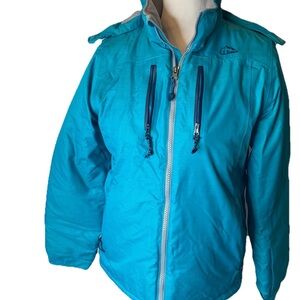 L.L.Bean Kids Summit Ski Jacket Size L 14/16 Teal/Gray Insulated Weatherproof